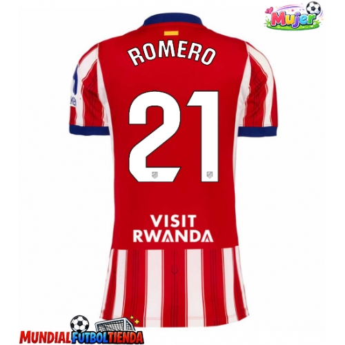 Camiseta Atletico Madrid Cristian Romero #21 Primera Equipación Replica 2026-27 para mujer mangas cortas